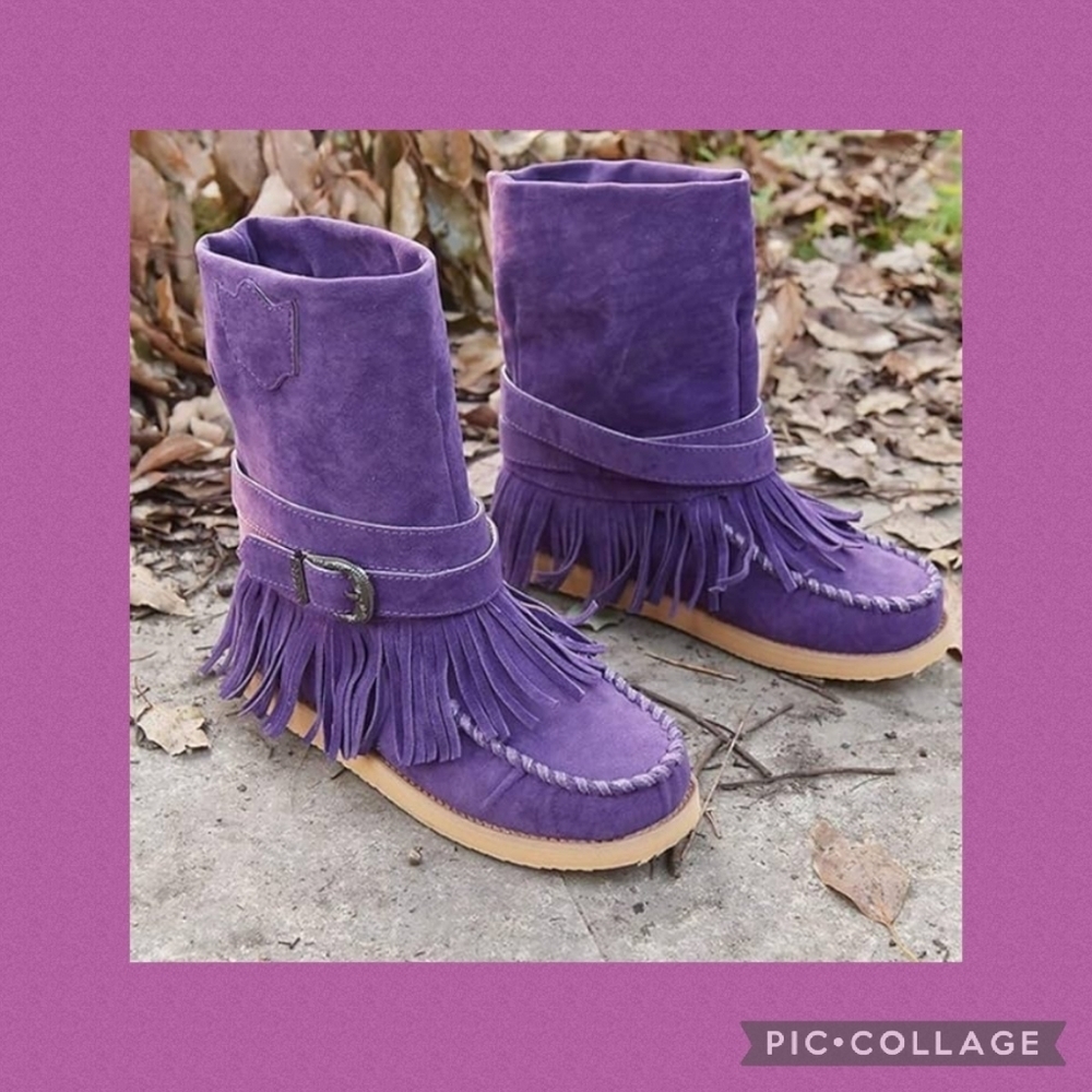 Purple imitation leather with rubber sole - Picture 2 of 4